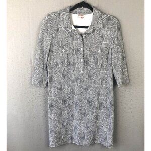 Persifor  Dress Women M  Black White Geometric Collared Knit Abstract Stretch